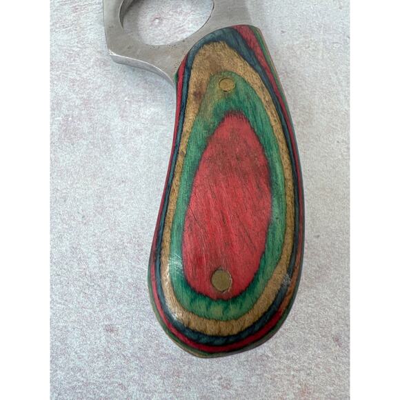 Pakistan Short Blade/ Plain Edge/ Multi Colored Wood Handle/ Self-Defense - Picture 6 of 12
